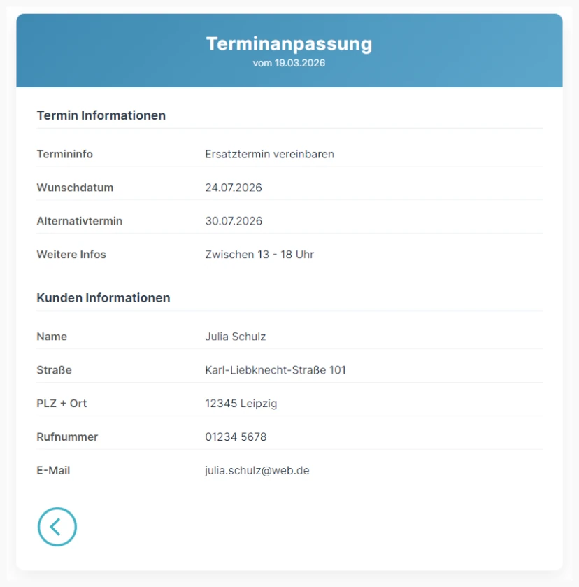 terminanpassung muster